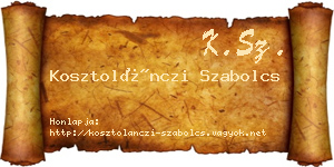 Kosztolánczi Szabolcs névjegykártya